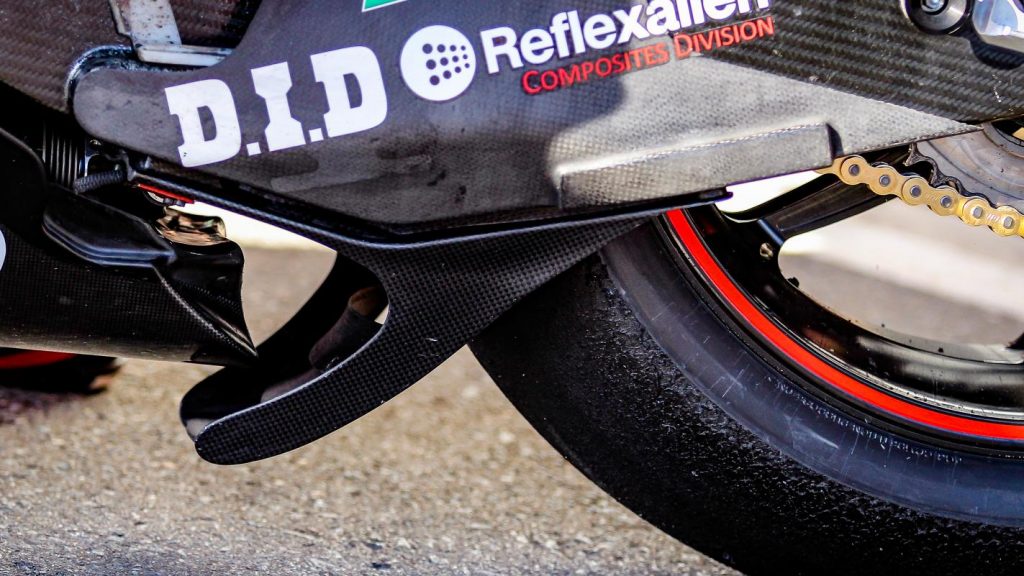 Spoiler on the swing arm of the Ducati GP19