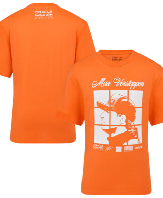 Red Bull Racing Max Verstappen Puzzle Driver T-Shirt - Orange - Kids
