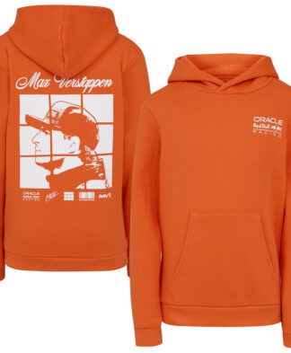 Red Bull Racing Max Verstappen Puzzle Driver Hoodie - Orange - Kids