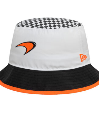 McLaren New Era Checkered Tapered Bucket Hat - White