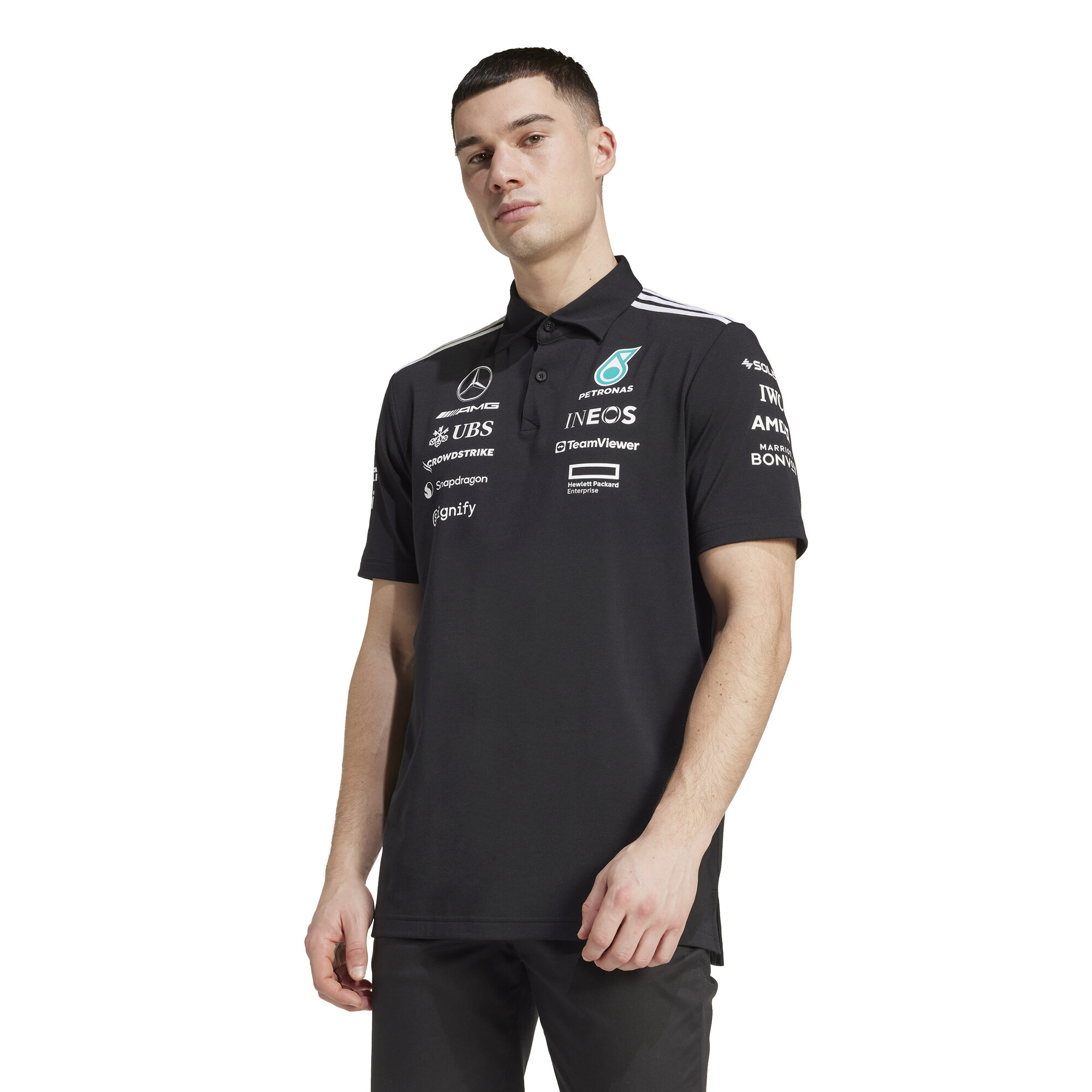 Mercedes AMG Petronas adidas F1 2025 Team Polo - Black