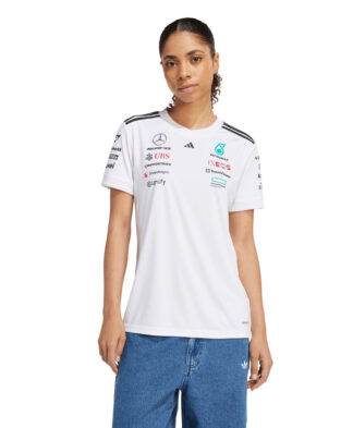 Mercedes AMG Petronas adidas F1 2025 Team Driver T-Shirt - White - Womens